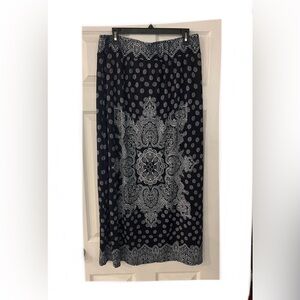 Lily Morgan Elegant Blue & White Paisley Lined Fall Maxi Skirt